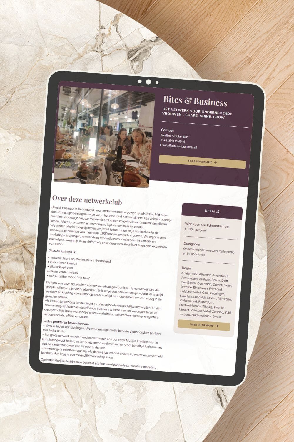Voorbeeld netwerkclub pagina